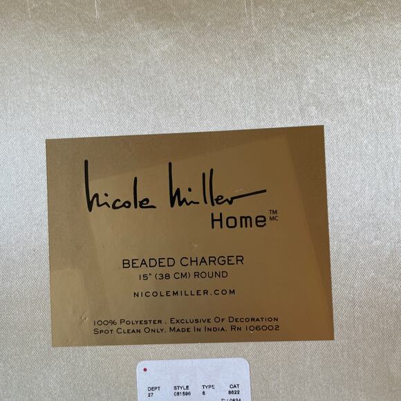 2pc NICOLE MILLER Beaded Fall Leaves 15in Round Placemat Charger Multicolor NEW - Picture 12 of 12